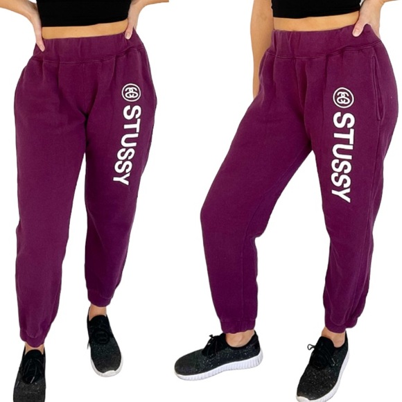 Stussy Pants - Stussy purple cropped tapered ankle jogger sweatpants size medium